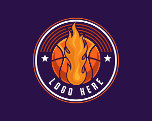 Coaching - Basketball Fire Hoop logo design