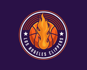 Team - Basketball Fire Hoop logo design