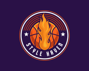 Basketball - Basketball Fire Hoop logo design