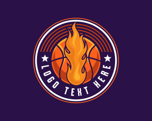 Coaching - Basketball Fire Hoop logo design