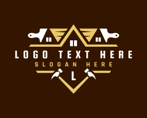 Roofing - Paint Brush Roof Hammer logo design