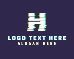 Glitch - Anaglyph Game Letter H logo design