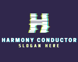 Anaglyph Game Letter H logo design