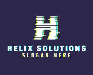 Anaglyph Game Letter H logo design