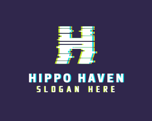 Anaglyph Game Letter H logo design