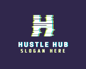 Anaglyph Game Letter H logo design