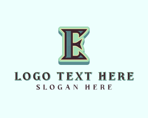 Antique - Western Barbershop Salon Letter E logo design