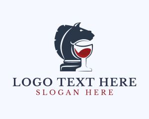 Mocktail - Knight Chess Piece Wine logo design