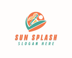 Beachwear - Surfer Woman Surfboard logo design