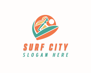 Surfer Woman Surfboard logo design