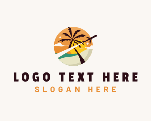 Palm Tree Vacation Travel Logo