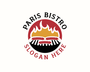 Flame BBQ Sausage logo design