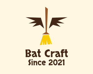 Bat Wings Broomstick  logo design