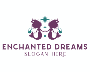 Enchanted - Ocean Mermaid Twins logo design