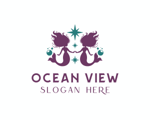 Ocean Mermaid Twins logo design