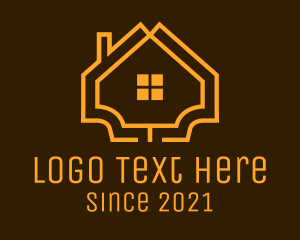 Construction - Linear Orange House logo design