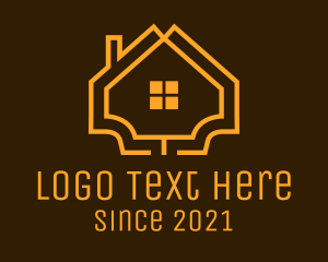 Leasing - Linear Orange House logo design