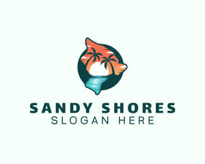 Beach - Hawaii Tropical Beach logo design