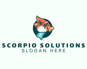 Hawaii Tropical Beach logo design