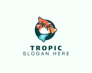 Hawaii Tropical Beach logo design