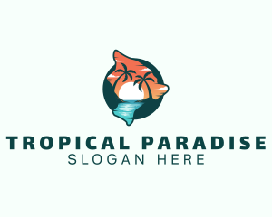Hawaii - Hawaii Tropical Beach logo design