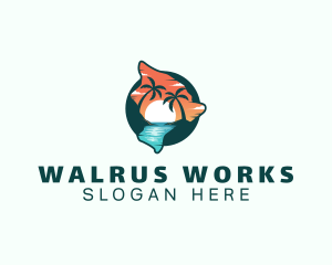 Hawaii Tropical Beach logo design