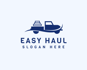 Blue Hauling Truck logo design