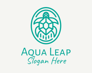 Teal Tortoise Turtle  logo design