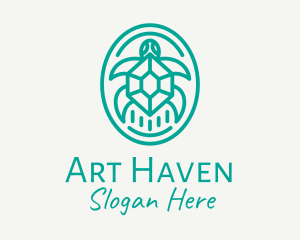 Teal Tortoise Turtle  logo design