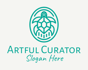 Teal Tortoise Turtle  logo design