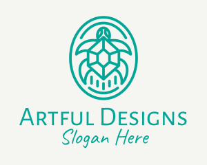 Teal Tortoise Turtle  logo design