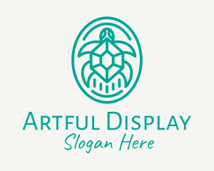 Teal Tortoise Turtle  logo design