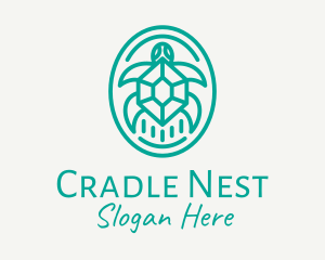 Teal Tortoise Turtle  logo design