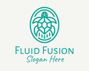 Teal Tortoise Turtle  logo design