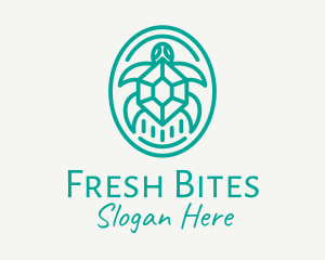 Round - Teal Tortoise Turtle logo design