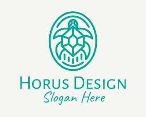 Teal Tortoise Turtle  logo design