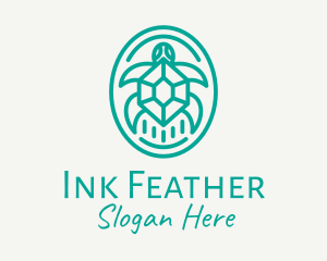 Teal Tortoise Turtle  logo design