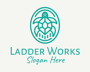 Teal Tortoise Turtle  logo design