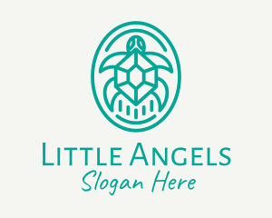 Teal Tortoise Turtle  logo design