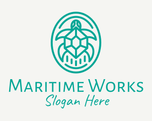 Teal Tortoise Turtle  logo design