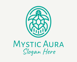 Teal Tortoise Turtle  logo design