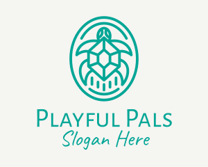 Teal Tortoise Turtle  logo design