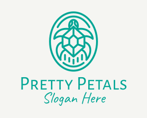 Teal Tortoise Turtle  logo design