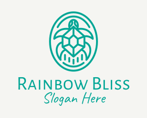 Teal Tortoise Turtle  logo design