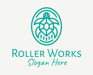 Teal Tortoise Turtle  logo design