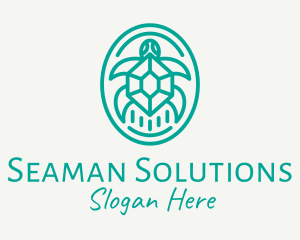 Teal Tortoise Turtle  logo design