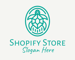 Teal Tortoise Turtle  logo design