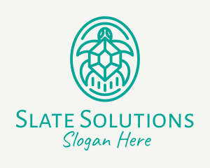 Teal Tortoise Turtle  logo design