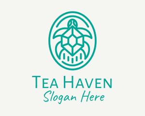 Teal Tortoise Turtle  logo design