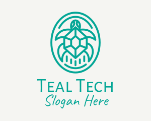 Teal Tortoise Turtle  logo design
